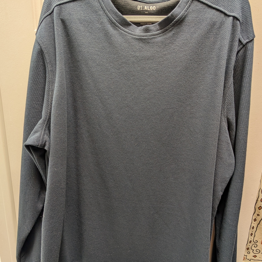 Blue Long Sleeve Tee with Performance Fabric